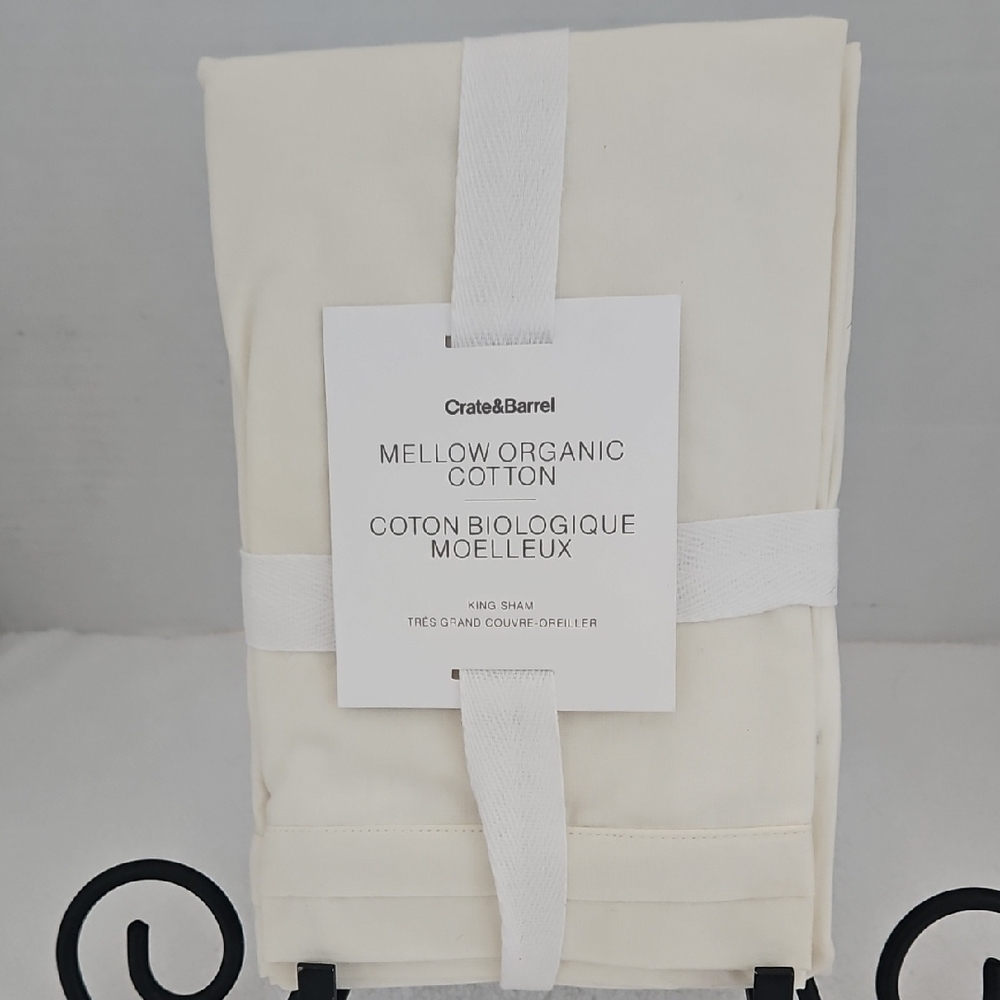 Crate&Barrel NWT Mellow Cream Organic Cotton King Sham